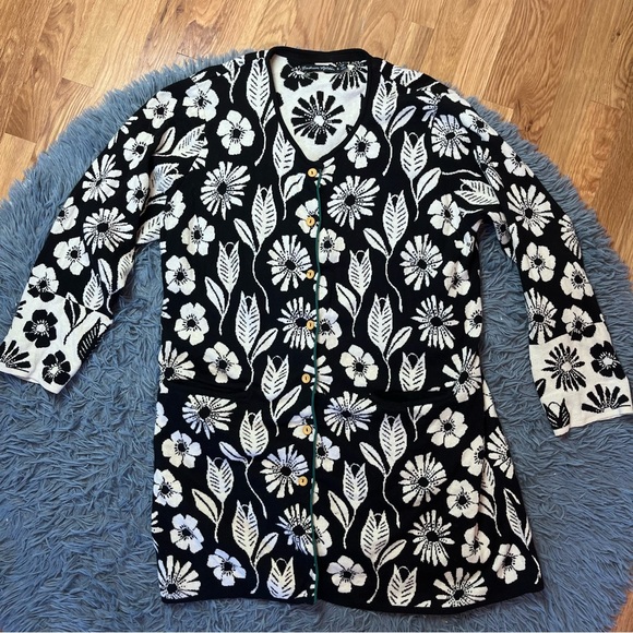 Gudrun Sjoden Black and White Floral Cardigan - Picture 1 of 6